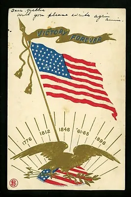 Memorial Day Postcard Decoration Day Military US Flag 1908 Embossed Gold Trim • $6.99