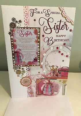  For A Special Sister On Your Birthday. Large Card 9  X 6 . With Keepsake Card. • £3.49