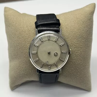 $1600 • Buy Vintage LeCoultre 14k Gold Mystery Dial 37 Diamond Mens Watch Vacheron WORKING