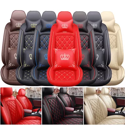 $94.99 • Buy Car Seat Covers Full Set Front Rear Luxury Leather Cushion Protector Universal