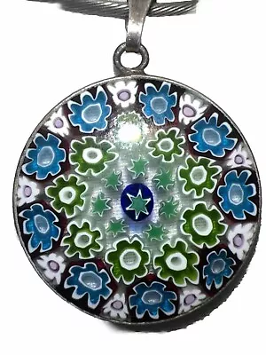 Murrina Veneziana Glass Pendant Necklace Millefiori Murano 925 Sterling Silver • $7.99