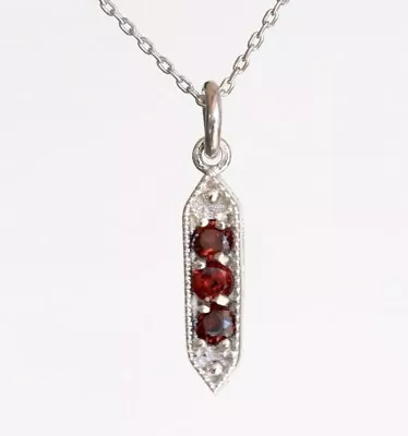 Garnet Pendant Necklace Dainty 925 Sterling Silver Necklace   • $9.99