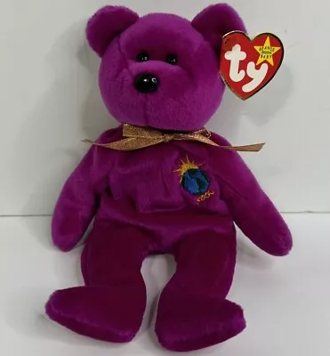 Beanie Baby Millenium Fuchsia Bear TY 1999 • $6