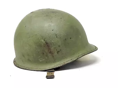 Original WWII US Army M1 Helmet Shell Front Seam Original Paint W/ Straps • $189.75