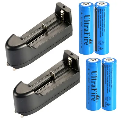 4pcs 14500 Battery 3.7V Ultra 1800mAh Fire Li-ion Rechargeable Cell +2x Charger • $8.88