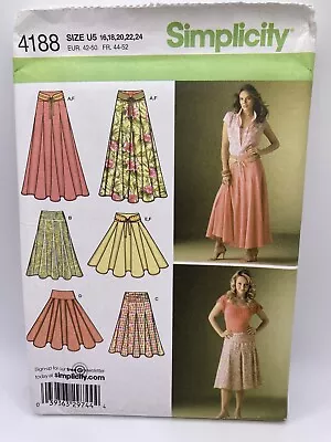 Simplicity Sewing Pattern Aline Twirl Maxi Skirt 4188 Womens 16 18 20 22 24 • $10