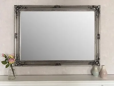 £75 • Buy SILVER WALL MIRROR EXTRA LARGE ORNATE ANTIQUE STYLE MIRROR Size 106 X 75cm