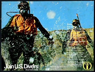 1969 US Divers Scuba Diving Tank Regulator Mask 2 Diver Photo Vintage Print Ad • $9.99