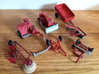 7 Vintage ERTL SLIK Farm Equipment- Baler Dozer Wagon Harrows Mower Plows • $15