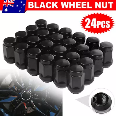 24pc M12x1.5 Black Wheel Nuts For Ford Ranger Mitsubishi Triton Mazda Bravo Bt50 • $29.99