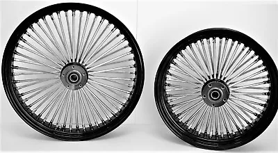 Fat Spoke Wheels 21 & 16  Black Front/rear Harley Sportster Dyna Super Glide Low • $654.95