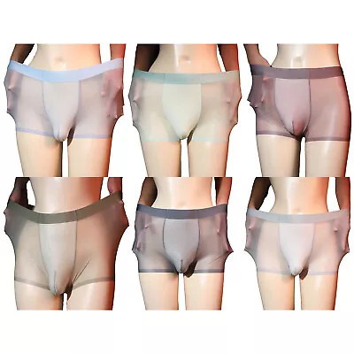 Mens Panties Sheer Underwear See Through Underpants Solid Color Boxer Briefs • $8.27