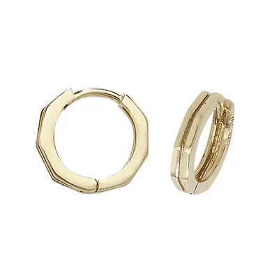 Yellow Gold Earrings 9ct Hallmarked Octagon 10mm Tiny Huggie Earrings • £69.98