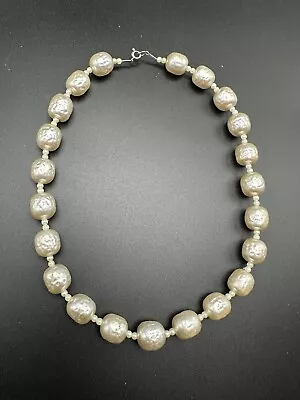 Vintage Heavy Imitation Glass Baroque Pearl Necklace 17” 101 Grams A Few Peeled • $9.44