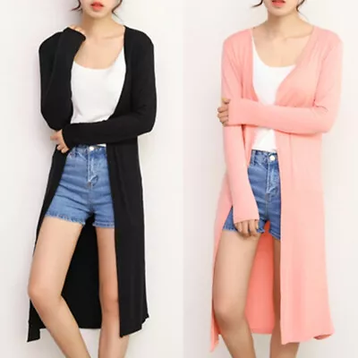 Women Long Sleeve Open Front Long Maxi Cardigan Longer Length Coat Sweater • $11.90