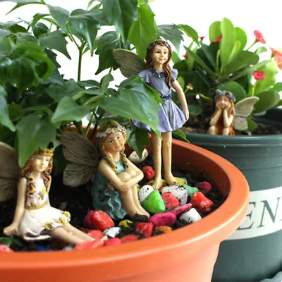 6PCS Miniature Fairies Resin Fairy Garden Decor Flower Pot Ornaments Gift • £11.66