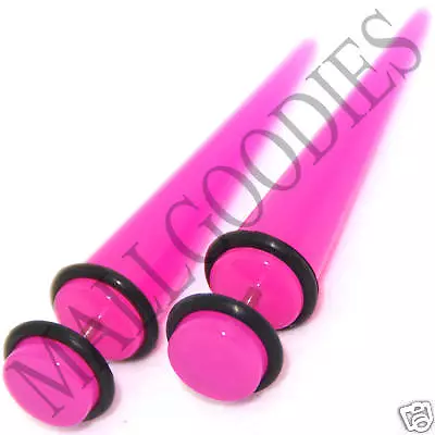 0376 Fake Cheaters Faux Illusion Ear Stretchers Tapers Plugs 0G Dark Hot Pink • $7.95