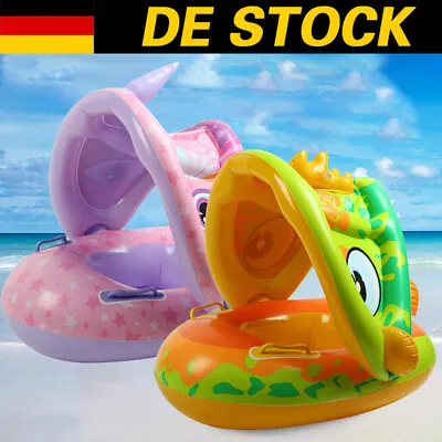Inflatable Baby Swimming Ring With Sun Canopy Toddler Float Swim Seat Aid Toy • £6.59