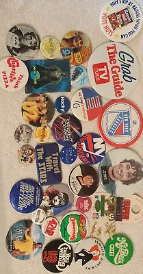 Vtg Pinback Button Pin Lot Movies Advertising Sports TV Celebs Toys Music Radio+ • $135