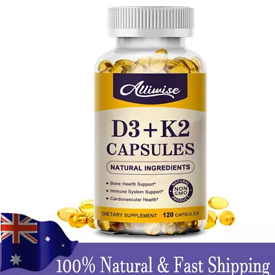 Vitamin D3 5000IU And K2 MK-7 200mcg Bone Healthy Support Boost Immune 120Pcs • $21.97