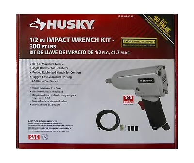 Husky 1/2 In. Impact Wrench Kit 300ft LBS Air Tool W/25' Hose Sockets Coupler • $32.95