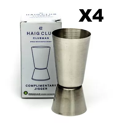 4 Haig Club Stainless Steel Spirit Measure Jigger 25/50ml Cocktail Home Pub Bar • £7.99