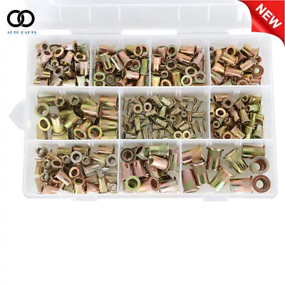 300Pcs Zinc Steel Rivet Nut Kit Rivnut Nutsert Assort 150Pcs Metric+150Pcs SAE • $20.29