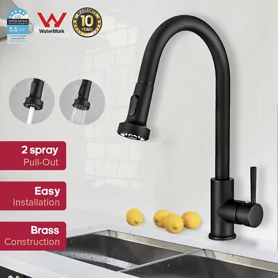 Brass Pull Out Kitchen Tap Mixer Bathroom Taps Faucet Swivel Spout Matt Black  • $91.99