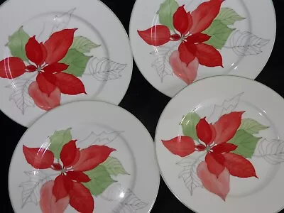 4 Block Spal Watercolors Poinsettia Mary Lou Goertzen Salad Plates (B) • $24.99