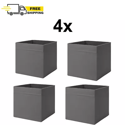 4x Ikea DRÖNA Storage Box Magazine Kallax Shelving Unit Organizer Grey 33x38x33 • £24.66