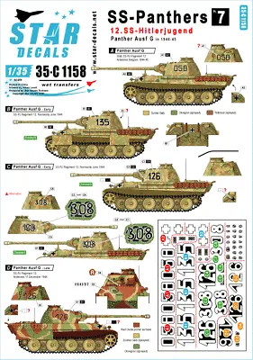 Star Decals 35-C1158  Panther Ausf G Of The 12.SS-HJ In 1944 SCALE 1/35 • £8.99