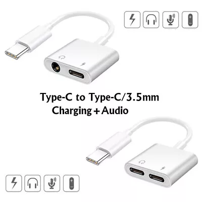 $10.89 • Buy Charger And Headphone 2 In 1 USB Type C To 3.5mm Aux Audio Cable Cord Adapter