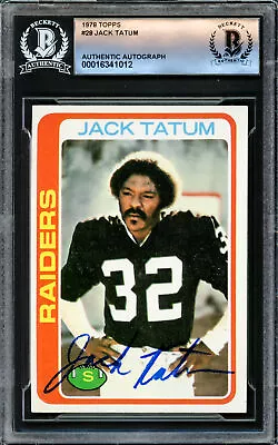 Jack Tatum Autographed 1978 Topps Card #28 Oakland Raiders Beckett BAS #16341012 • $129