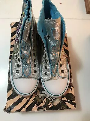 ED HARDY High Rise Glitter Womens Shoes Silver Size 7/38 New In Box - No Laces • $55.45