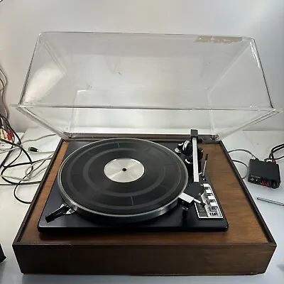 ELAC Miracord 50h Turntable With AT13EaV Cartridge Dust Cover Wood Plinth *READ • $299.88