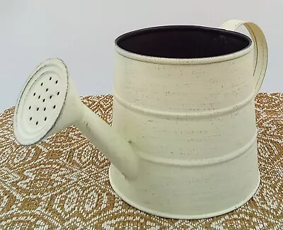 Tin Metal Painted Sprinkling Watering Can White Distressed With Handle 4.5  T • $13.99