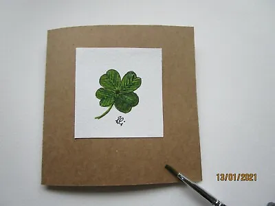  Hand Painted  Card Lucky Clover Good Luck • £2.50