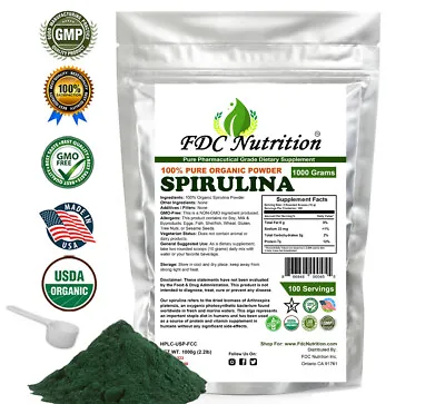 Spirulina Powder 1000 G (2.2LB) GMO-Free Kosher 100% Pure Organic • $28.99