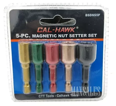 5Pc Magnetic Nut Bit Driver Set Drill Setter 1/4  5/16  3/8  7/16  1/2  COLORS • $8.90