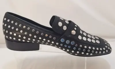 ASH Ono Black Leather Studded Flats Shoes Punk Women's Size 39  9 • $79.99