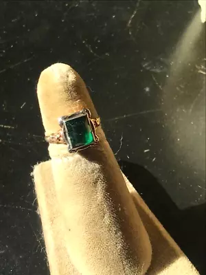 Vtg Cmm 10k Gold Ring 4.3/4us Green Gemstone Gem Silica Peridot Emerald Jewelry • $150