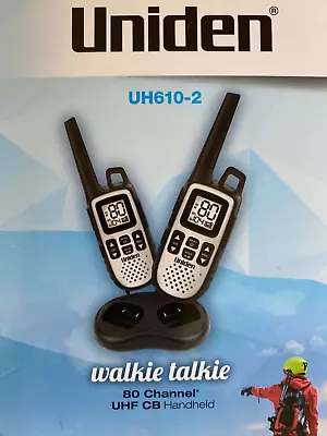 Brand New In Box Uniden UH610-2 80 Channel UHF CB Handheld Walkie Talkie 2 Pack • $119.95