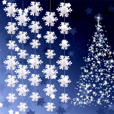 3m Winter Wonderland Christmas Party Decoration Snowflake Garland Frozen Props • £2.93