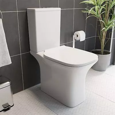 £169.99 • Buy Close Coupled Rimless Toilet Pan Cistern Premium Soft Close Seat White Gloss