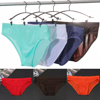 Mens Sexy Briefs Low-Rise Ice Silk Panties Knickers Bikini Underwear Underpants • $3.87