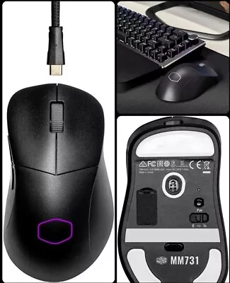 Cooler Master MM731 RGB-LED Ultralight 59g Hybrid Wireless Gaming Mouse - 19K DP • $49
