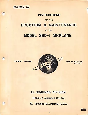 SBD-1 Erection And Maintenance Inst's World War II Book Flight Manual -CD • $49.99