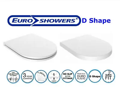 Euroshowers D Shape Slow Close Quick Release Top Fix Toilet Seat • £42.95