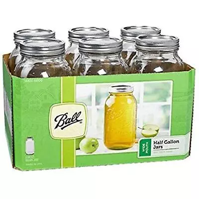 Ball Wide Mouth Half Gallon 64 Oz Jars With Lids And Bands Set Of 6 • $23.15