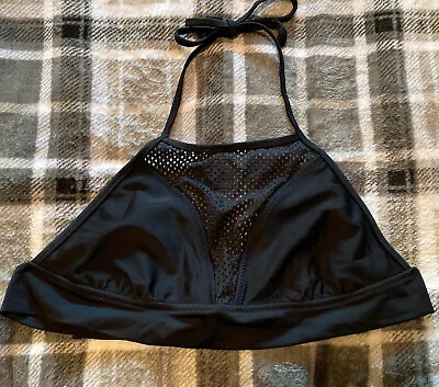 Mossimo Black Halter Bikini Top Mesh Swim Suit Size M • $12.99